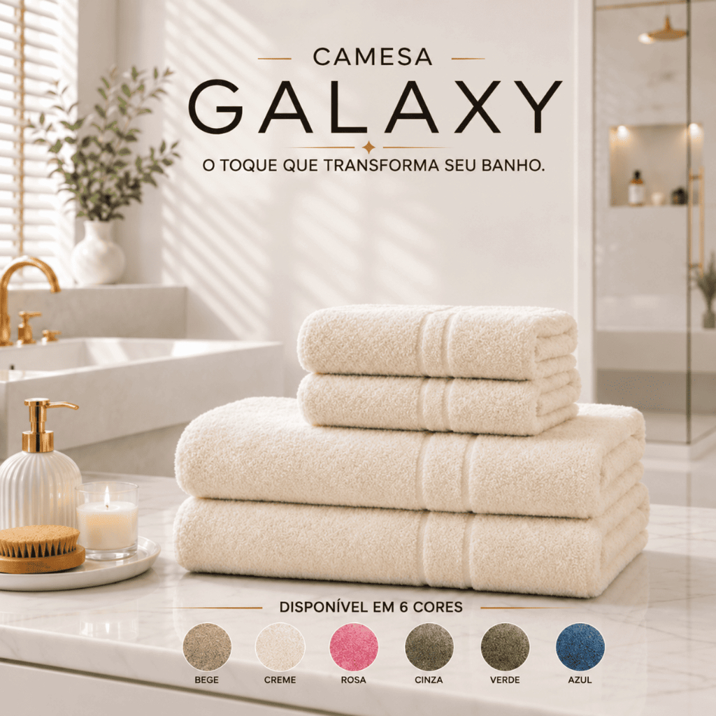 Kit Toalhas Camesa Galaxy Banho e Rosto 400g/m² Excelente Absorção 70x140cm 45x80cm