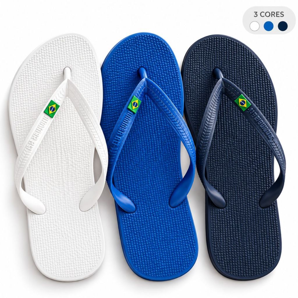 Chinelo Unissex Adulto Borracha Estilo Brasil Praia Piscina Confortável 33 a 44 Envio Imediato