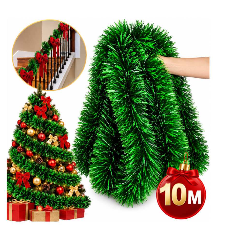 Kit 10 Metros De Festão Enfeite Arvore De Natal 9cm Decoração Natalina