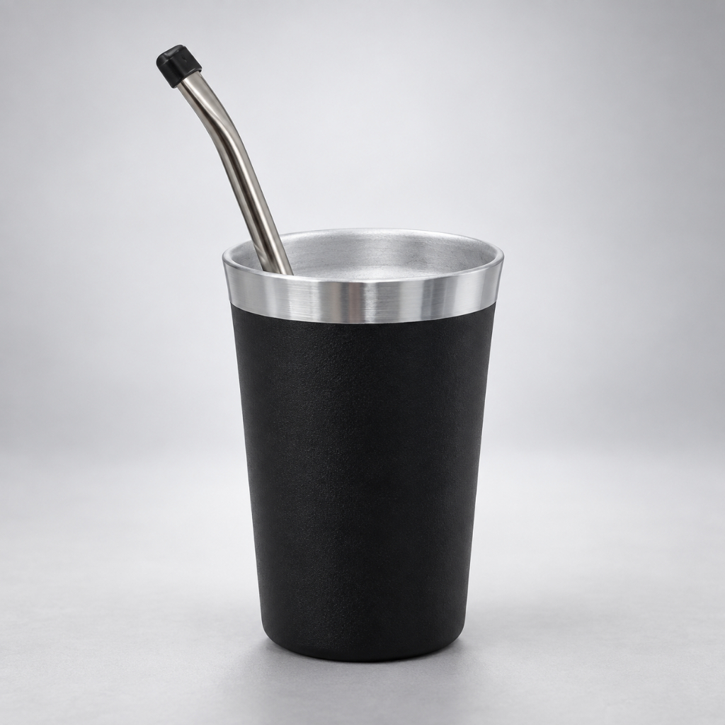 Copo Cuia Térmico Alumínio Bomba Inox Erva Mate Tereré Chimarrão Refrigerante Água Cerveja 300ml Style