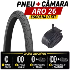 PNEU PRAIEIRO 26X1.95 PRETO 50-599 ARO 26 OPÇÃO COM CAMARA 26 SLICK Mountain Bike MTB