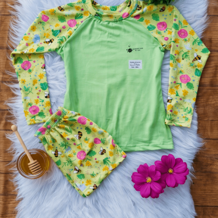 Conjunto Infantil Menina Proteção UV 50+ blusa Manga Longa e Short biquíni Praia Piscina