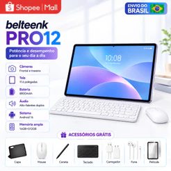 Tablet belteenk Pro12 | 16GB RAM 512GB | Tela HD 11.6" | Android 16 | 5G | Teclado e Mouse Grátis Presente para família