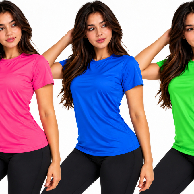 3 Camiseta Feminina  Dry Fit Academia Fitness Não Esquenta Secagem Rápida Treino Corrida Confortável