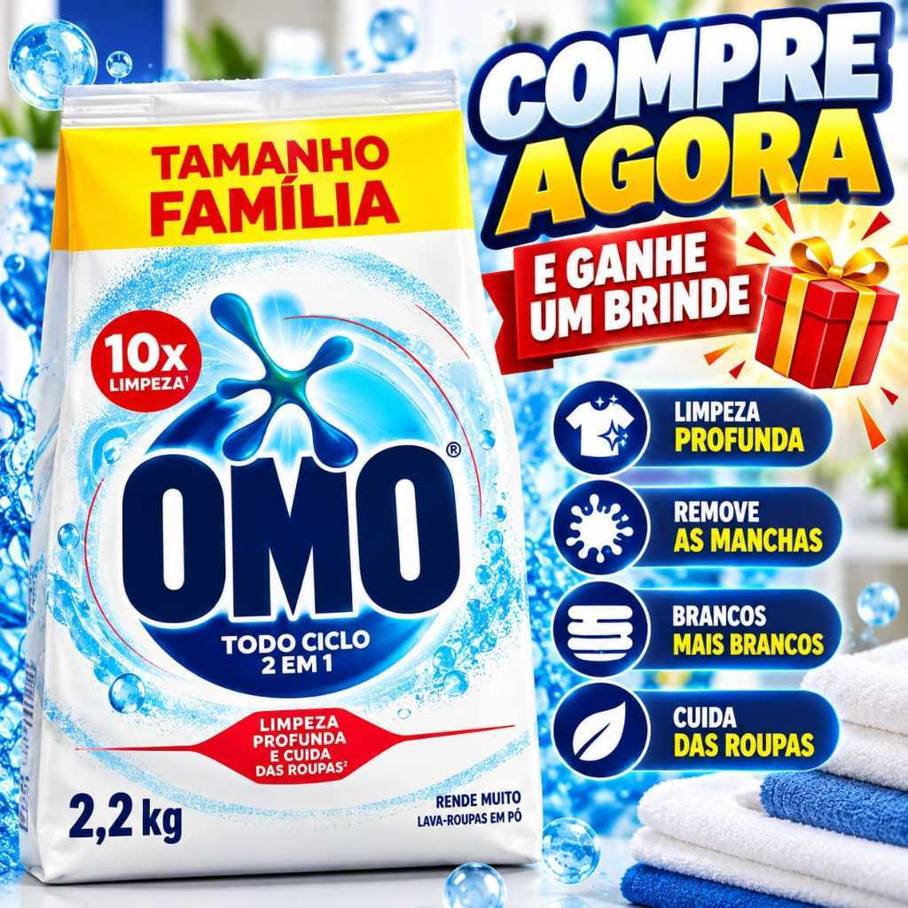 Sabão em Pó OMO Lavagem Perfeita 2.2 Rende até 27 Lavagens