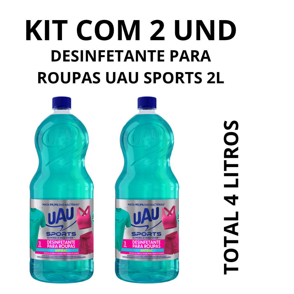 Kit UAU com 2un DESINF PARA ROUPAS UAU SPORTS 2L