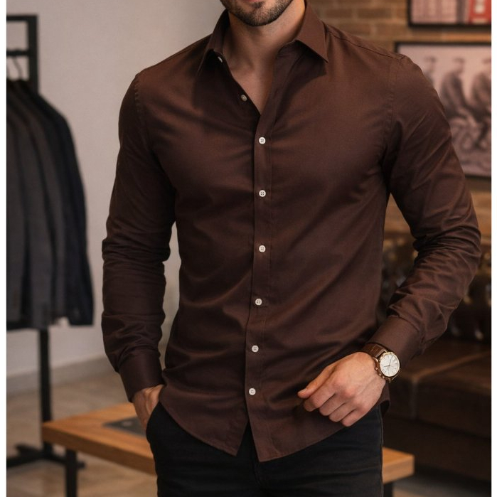 Camisa Social Masculina Manga Longa Lisa De Botão Modelagem Slim Fit Envio Rapido