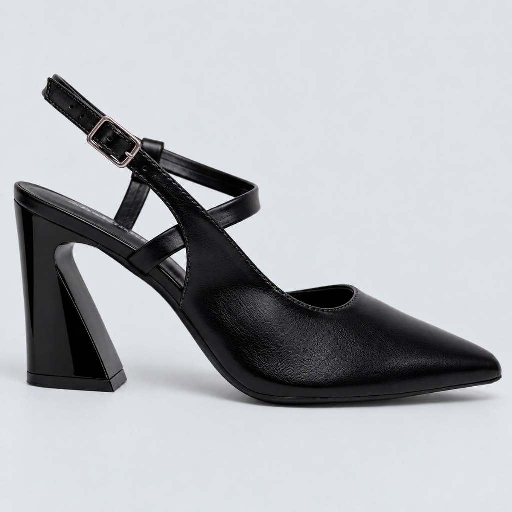 Scarpin Feminino Shekinah Salto Geométrico Curvado Tiras Bico Fino Elegante Luxo Moda Fashion — imagem 2 de 2