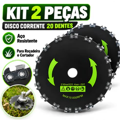 Kit 2 Peças Disco de Corrente 20 Dentes para Roçadeira, Motosserra e Cortador de Grama, Aço Resistente Profissional