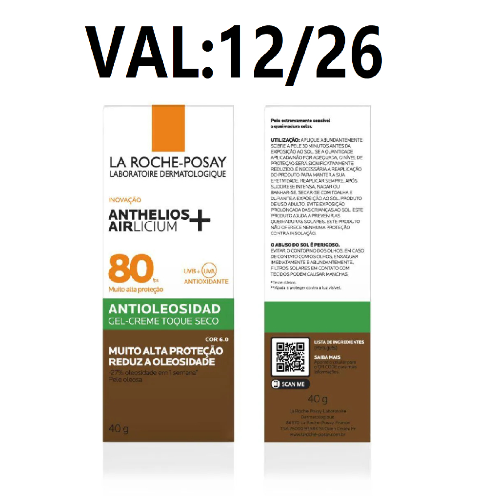 La Roche-Posay Anthelios Airlicium+ FPS 80 Cor 6.0 40g(031392)