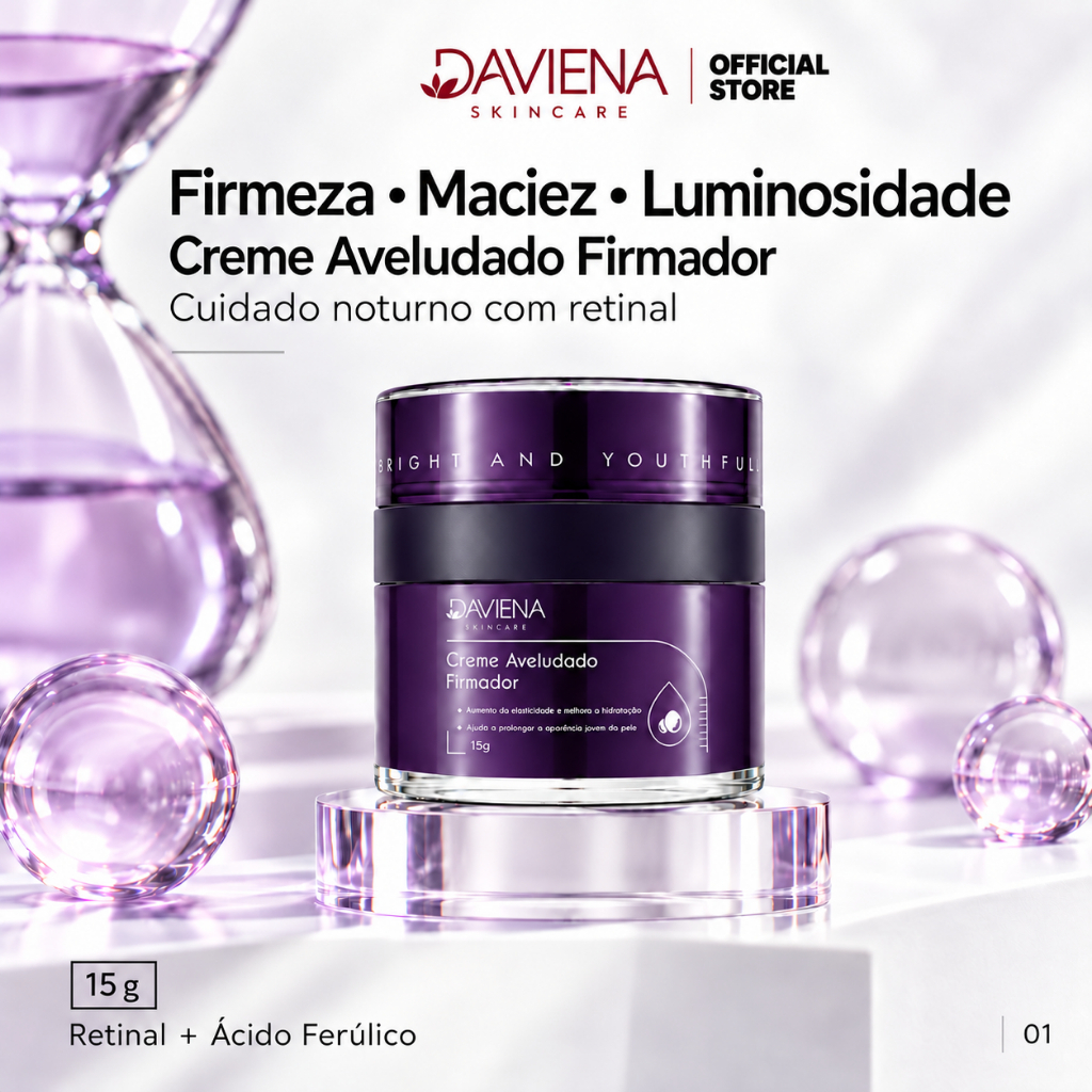 DAVIENA Creme Facial Retinal Anti-Idade Firmador Ácido Ferúlico Firmeza e Elasticidade 15g,Promotes Firmness,antirrugas