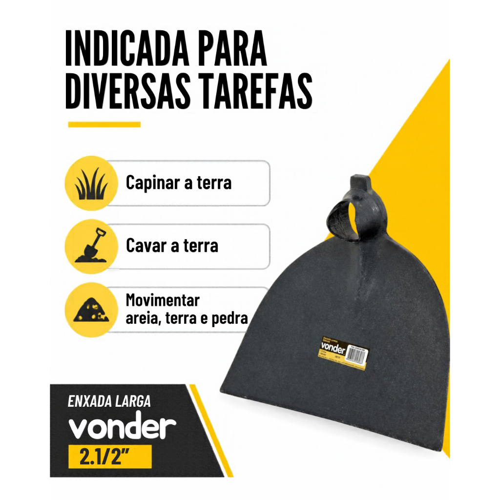Enxada Larga Tamanho 2 1/2 Sem Cabo Virada Vonder — imagem 2 de 2