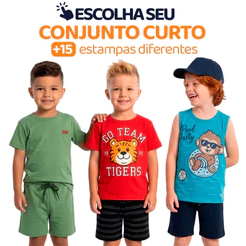 Conjunto Infantil Masculino Menino Verão Manga Curta Tamanho 2 ao 10 roupa infantil menino confortável L04