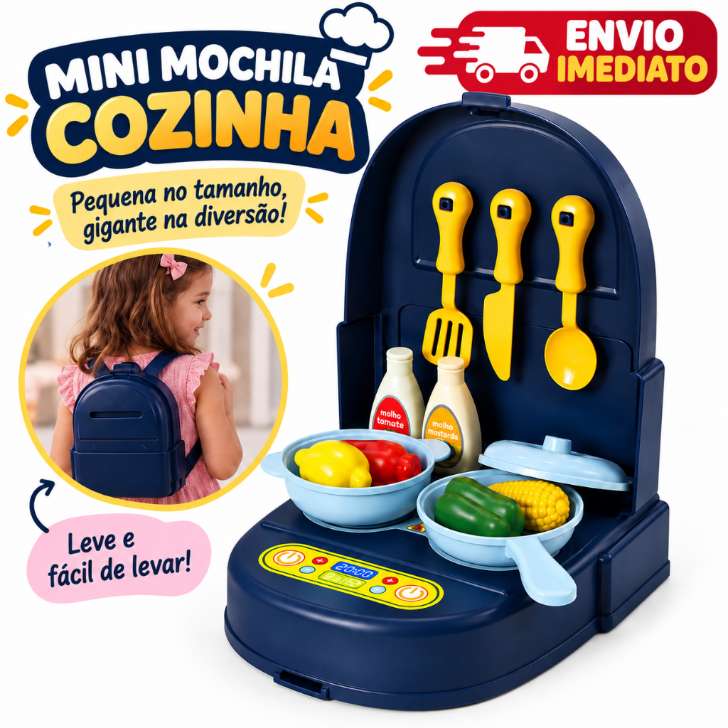 Kit MINI Cozinha Infantil Little Kitchen Maleta Brinquedo Panelinhas 16 Peças