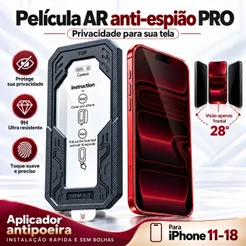 Película de Vidro Antispy/HD com Aplicador Antipoeira, Instalação Fácil e Sem Bolhas, para iPhone 14 15 16 17 18 Promax