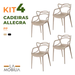 Kit 4 Cadeiras Allegra Polipropileno Empilháveis para Sala de Jantar e Jardim