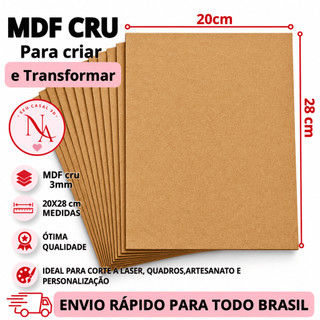 Placas de MDF Cru 3mm 20x28 cm  lisa Para Quadros Decorativos Artesanato Madeira Corte Preciso