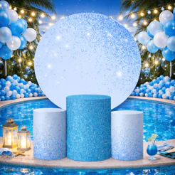 Trio Capas Cilindros + Painel Tema Glitter Azul Claro Veste Fácil