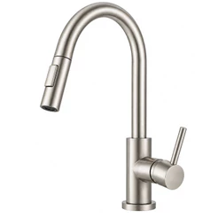Torneira de Bancada/Mesa Gourmet Cozinha Monocomando Giratória Extensível 2 Jatos Escovado