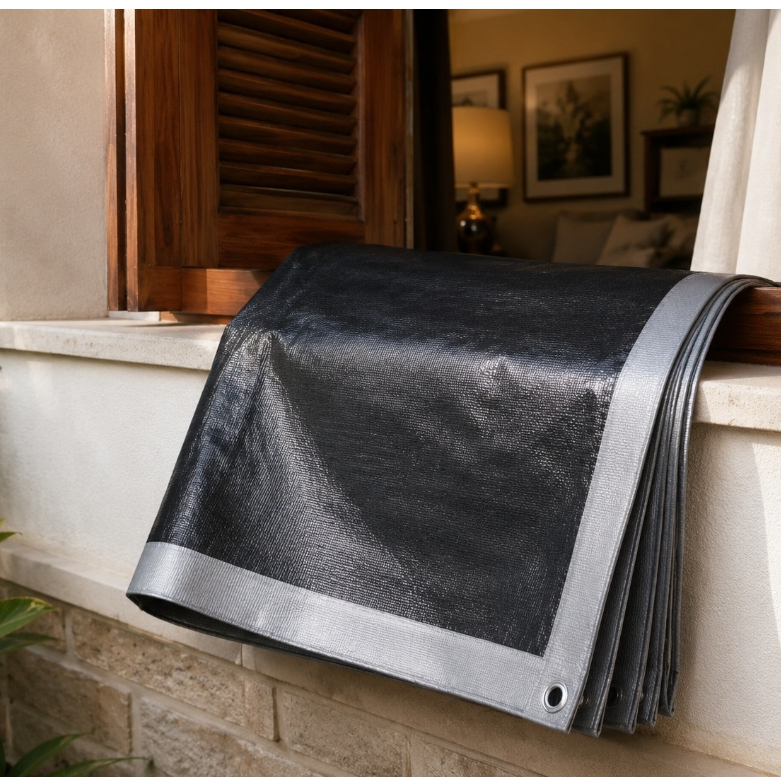 Lona Multiuso Impermeável 3x3 300 Micras Preto e prata- Primelonas