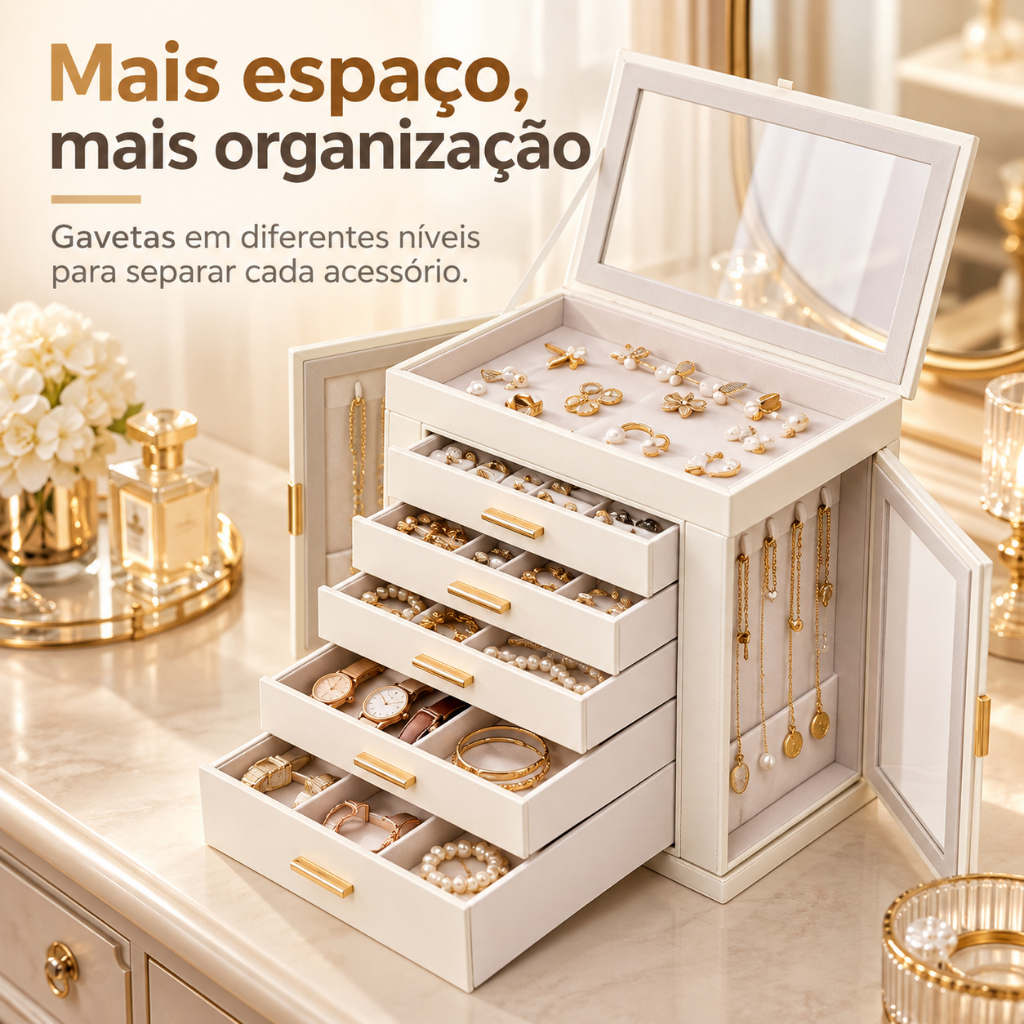Porta-Joias Organizador com Gavetas para Colares, Anéis, Brincos e Acessórios KODI · foto 2