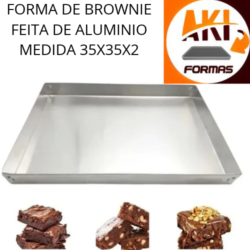FORMA PARA BROWNIE 35X35X2 OU ROCAMBOLE FEITA DE ALUMINIO COM NOTA FISCAL (( CAIXA 09 ))