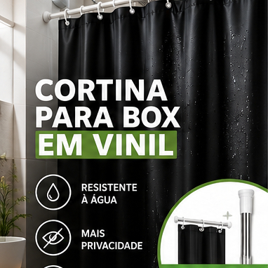 Kit Cortina Box Banheiro Sem Visor + Varão Suporte Extensivel Anti Mofo Varias Cores
