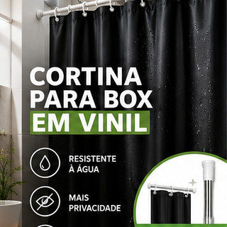 Kit Cortina Box Banheiro Sem Visor + Varão Suporte Extensivel Anti Mofo Varias Cores