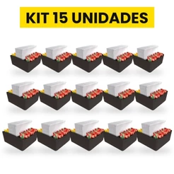 Kit 15 Porta Guardanapo Mesa Balcão Sachê Galheteiro 3 Divisórias Suporte Papel Festa Restaurante Bar Lanchonete Preto