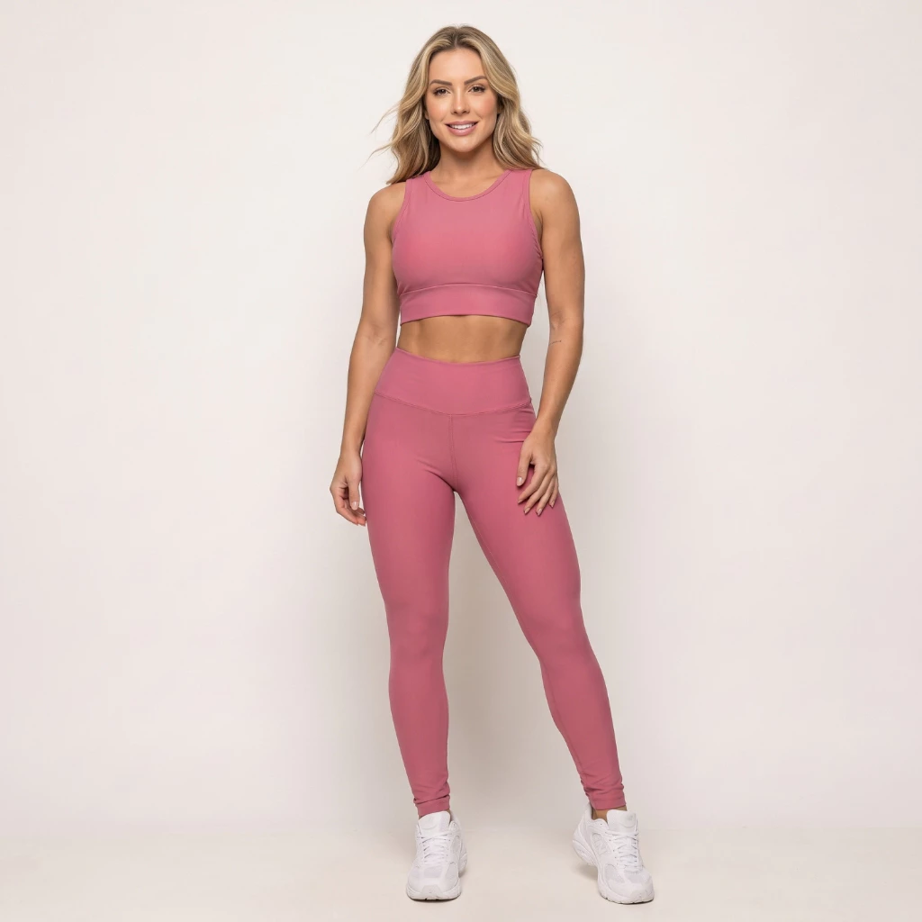 Conjunto Fitness Roupa de Academia Feminina Top e Calça Suplex Premium Zero