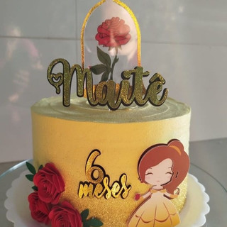 Envio rápido topo de bolo é uma bela e a fera personalizado TOPPER BELA