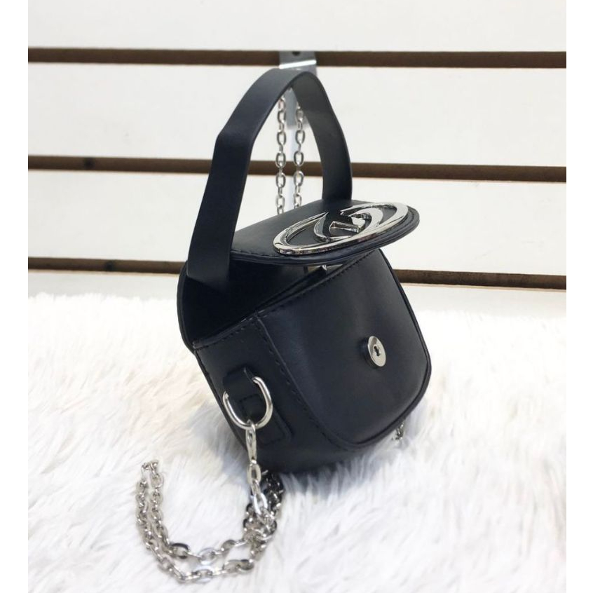 Bolsa mini transversal metalizada luxo chique blogueira corrente#L081-3