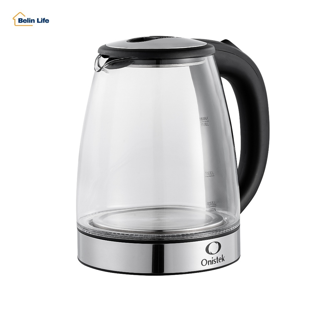 Chaleira Elétrica de Vidro Onistek 1,8L com Iluminação Interna e Indicador de Nível de Água