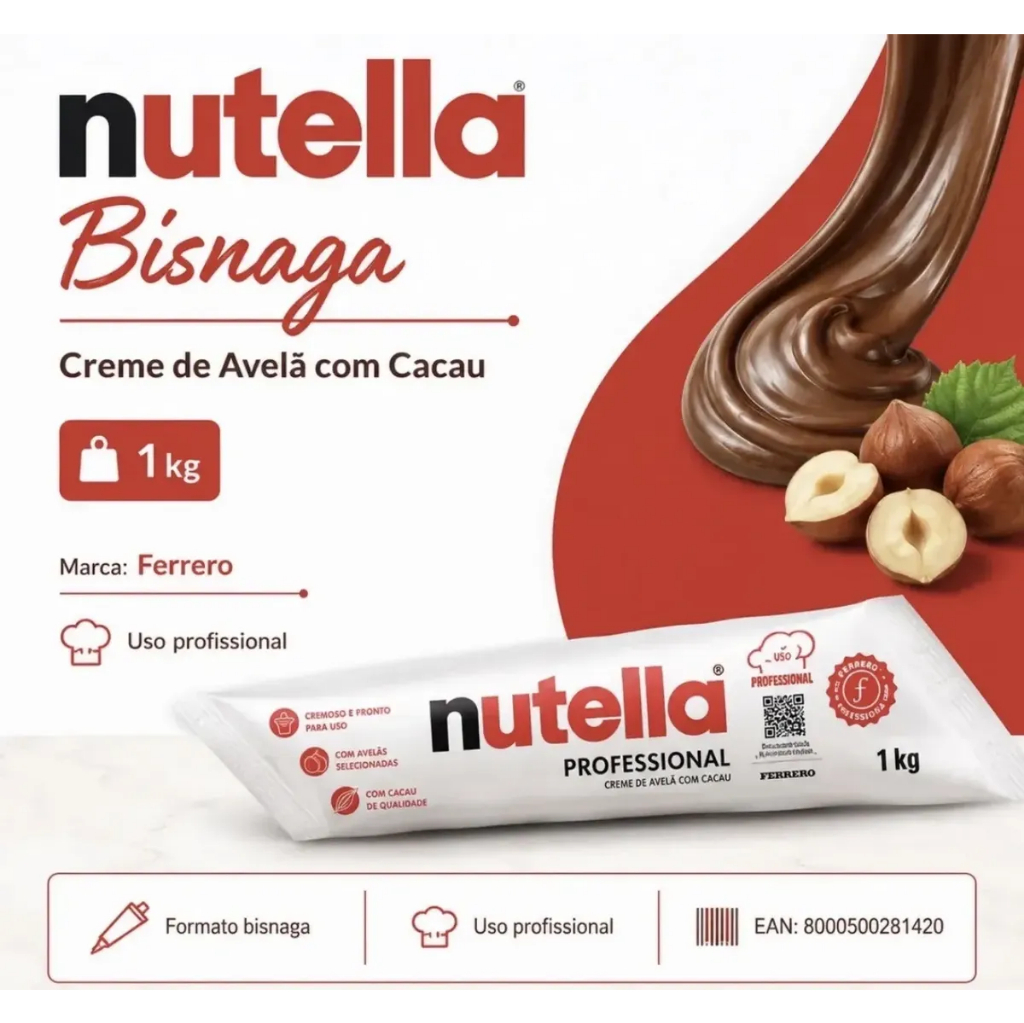 Nutella Profissional Bisnaga Creme De Avelã Com Cacau 1kg