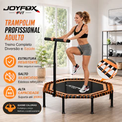 Trampolim com Barra para Agachamento 2 em 1 Profissional 105cm Corda Elástica Dobrável Exterior e Academia JOYFOX