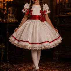 Fantasia Annabelle Infantil de Luxo Halloween