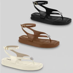 Sandália Papete Feminina Moleca Flatform Pedraria Cristal Original