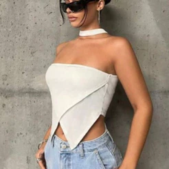 Blusa HALTER TOP ASSMETRICA RIBANA ELEGÂNCIA E CONFORTO