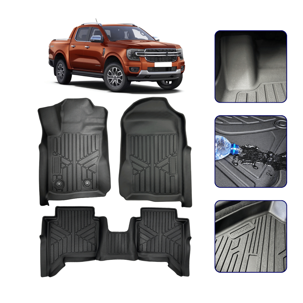Tapete 3D Bandeja para Ranger Cabine Dupla 2023 24 25 26 2027 com Borda Elevada - Linha Premium
