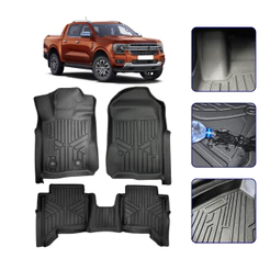 Tapete 3D Bandeja para Ranger Cabine Dupla 2023 24 25 26 2027 com Borda Elevada - Linha Premium
