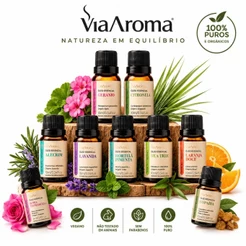 Óleo Essencial Via Aroma 100% Puro Vegano - Difusor e Aromatizador Elétrico