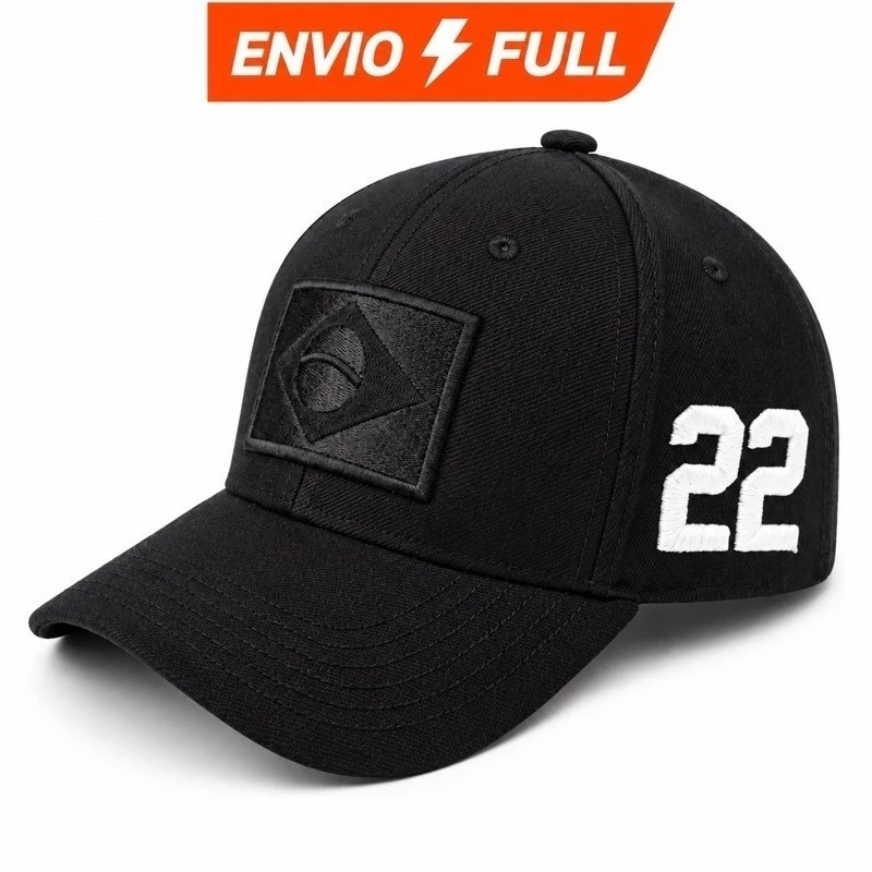 Boné Brasil 22 Bordado com Bandeira Brasileira Aba Curva Ajustável Snapback Unissex ENVIO - IMEDIATO