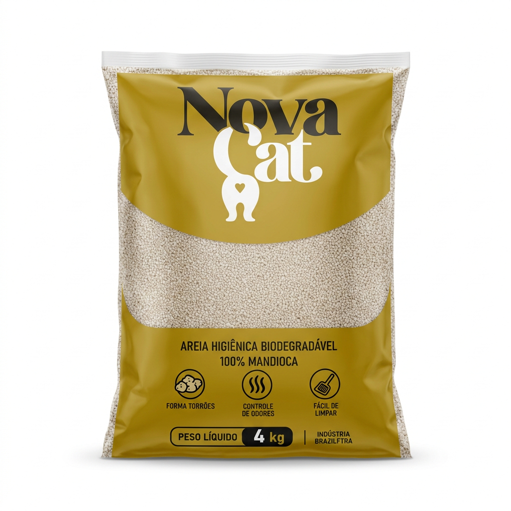 Areia Higiênica 100% biodegradável para gatos nova cat