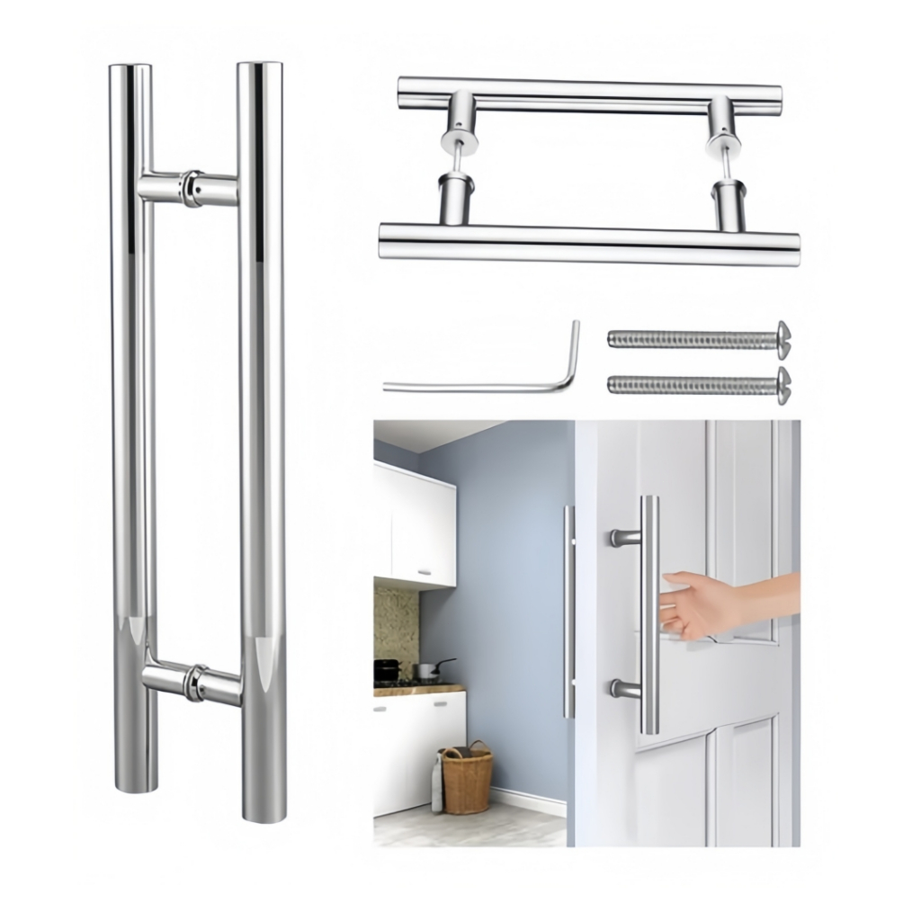 Puxador Porta Pivotante 60cm/100cm Aço Inox 304 Preto Fosco Luxo Redondo Duplo Madeira Vidro Portão Premium Yesop em Oferta na Shopee