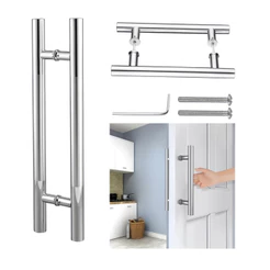 Puxador Porta Pivotante 60cm/100cm Aço Inox 304 Preto Fosco Luxo Redondo Duplo Madeira Vidro Portão Premium Yesop