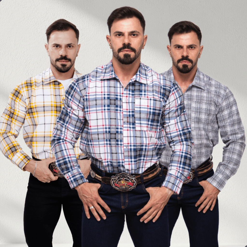 Kit 3 Camisa Xadrez Masculina Algodão Manga Longa Rodeio em Oferta na Shopee