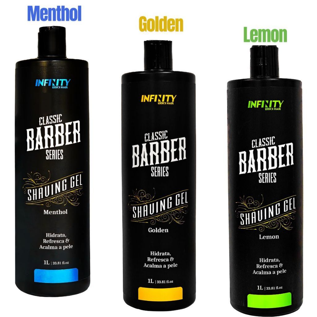Shaving Gel 1L INFINITY LOOKS HAIR – Menthol, Lemon ou Golden