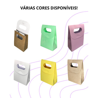 100 Mini Sacolinhas lisa Branca/Rosa/Kraft/Preta/Azul BB em Oferta na Shopee