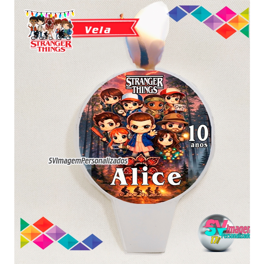 Festa Stranger Things Temporada 5 kids Vela de Aniversário Personalizada Decoração Bolo Envio Rápido em Oferta na Shopee