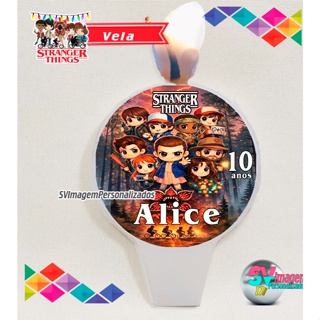 Festa Stranger Things Temporada 5 kids Vela de Aniversário Personalizada Decoração Bolo Envio Rápido em Oferta na Shopee